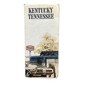 Vintage 1970's Kentucky Tennessee Road Map Brochure Texaco Gas Station Art